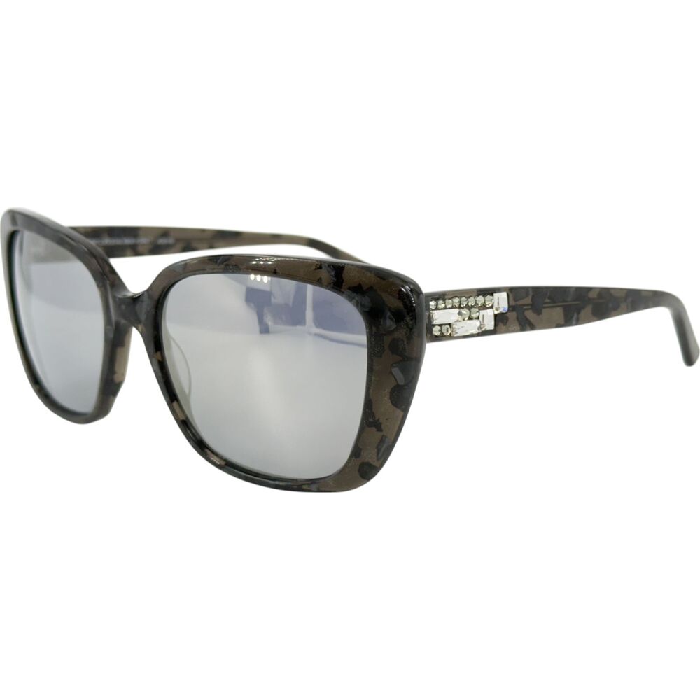 Jimmy Crystal JCS100 Womens Plastic Sunglass 8D0 Blackpearl 55-17 w Mirror